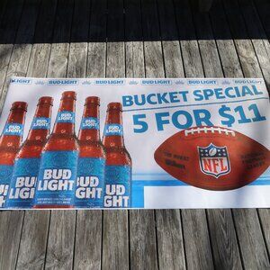 BUD LIGHT banner, 3' x 6', NFL, Wilson Football, Bucket Special